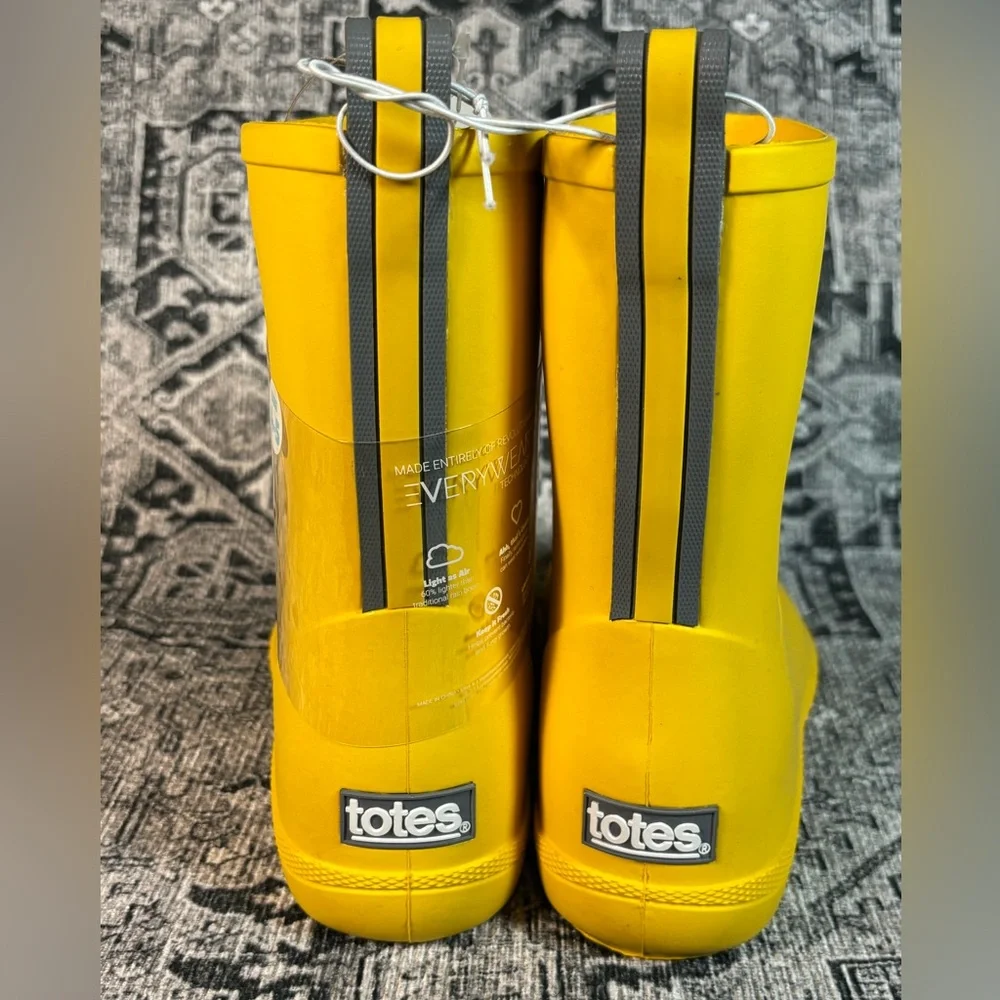 NWT Totes Cirrus Youth Yellow Rain Boots Size‎ 4/5 (Big Kids)